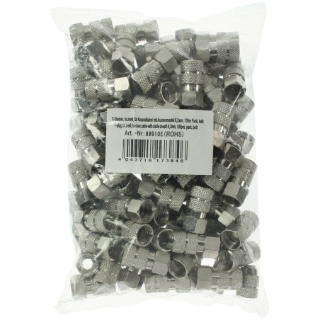 69910G - Pack de 10 connecteurs F InLine®, pour câbles coaxiaux avec gaine extérieure 8,2mm 83530O