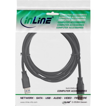 35203 - InLine® Câble USB 3.0, A à A, noir, 0,3m