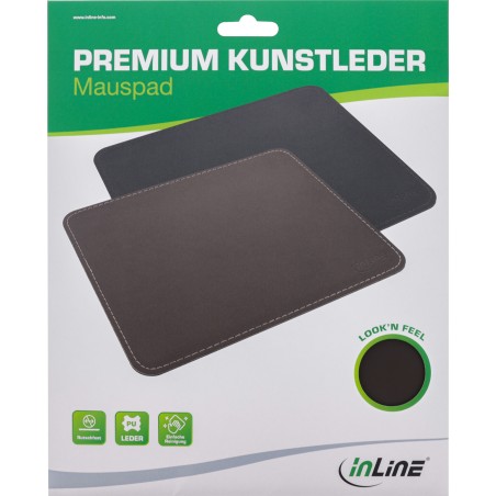 InLine? Maus-Pad Premium Kunstleder schwarz, 250x220x3mm