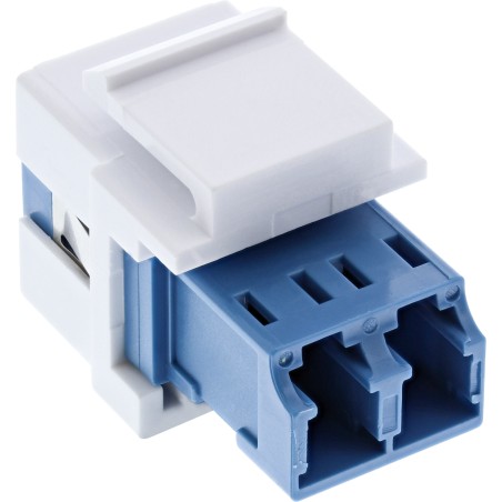 89988A - InLine® Fibre optique Keystone Snap-in Coupleur blanc, Duplex LC/LC, SM, bleu, manchon céramique