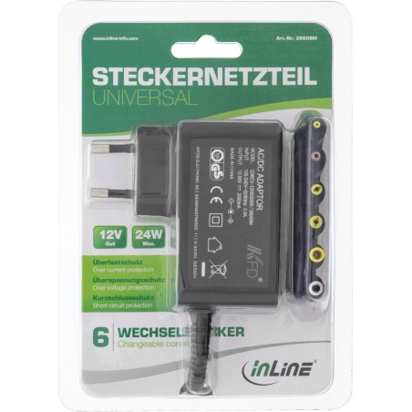 InLine? Universal Steckernetzteil, 12V / 24W mit 6 Wechselsteckern