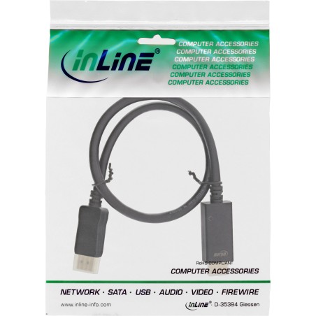 InLine? DisplayPort zu HDMI Konverter Kabel, 4K/60Hz, schwarz, 1,5m