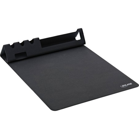 55261 - InLine® Tapis de souris multifonctions avec portable et porte-stylo, noir, pliable