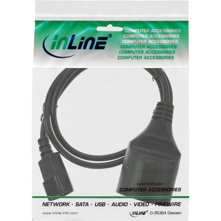 16659L - InLine® câble adaptateur réseau, dispositifs froids C14 sur prise de courant de sécurité, pour UPS, 2m