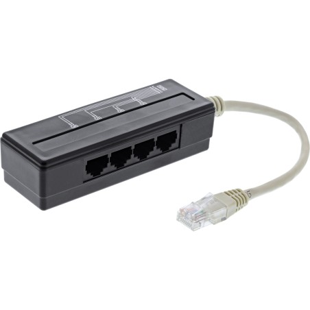 InLine? 4-fach Telefon Port Splitter, RJ45 Stecker an 4x RJ45 Buchse, 0,15m