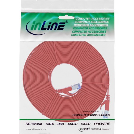 71805R - InLine® Câble patch plat, U/FTP, Cat.6A, rouge, 5m