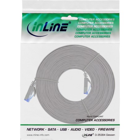 71807 - InLine® Câble patch plat, U/FTP, Cat.6A, gris, 7m