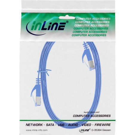 InLine? Patchkabel flach, U/FTP, Cat.6A, blau, 1,5m