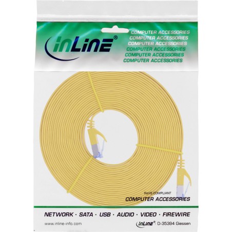 71800Y - InLine® Câble patch plat, U/FTP, Cat.6A, jaune, 10m