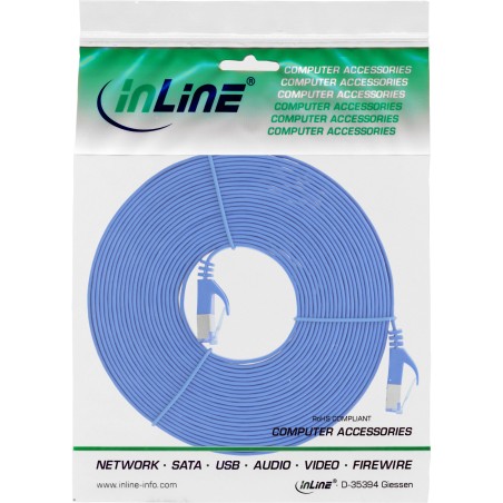 71805B - InLine® Câble patch plat, U/FTP, Cat.6A, bleu, 5m