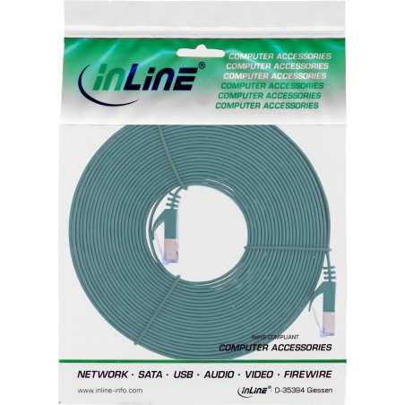 71800G - InLine® Câble patch plat, U/FTP, Cat.6A, vert, 10m