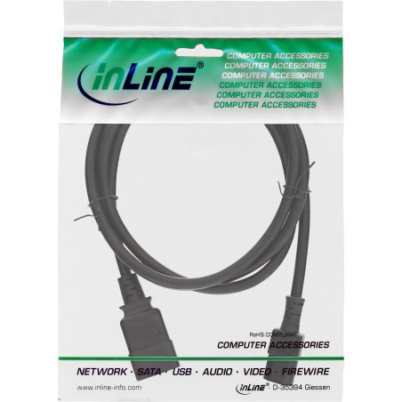 InLine? Netz Adapterkabel, IEC-60320 C20 auf C13, max. 10A, 0,5m