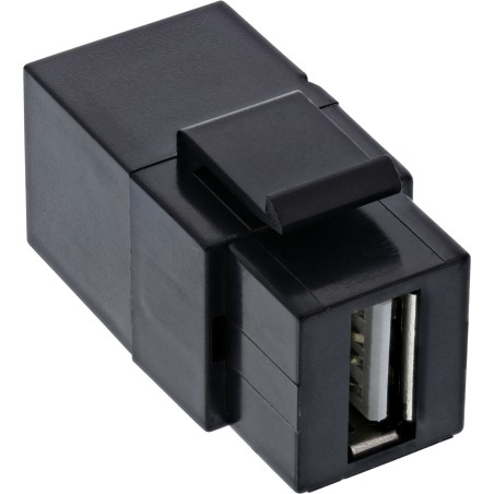 76202J - InLine® USB 2.0 Keystone Snap-In Insert, USB-A BU/BU, anguleux, noir