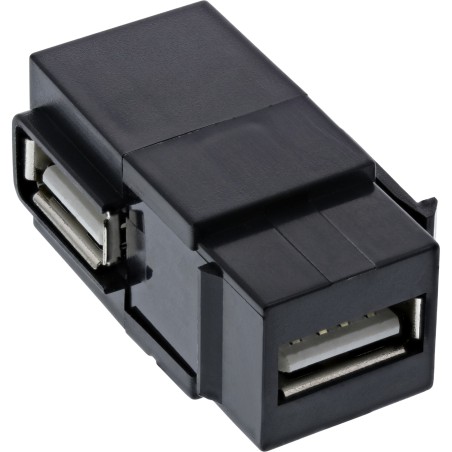 InLine? USB 2.0 Keystone Snap-In Einsatz, USB-A BU/BU, gewinkelt, schwarz