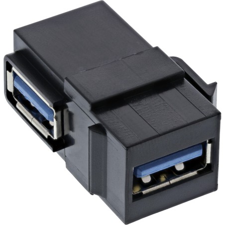 76202K - InLine® USB 3.1 Keystone insert, USB-A prise femelle / prise femelle, anguleux, noir