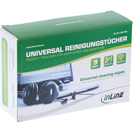 InLine? Universal Reinigungst?cher nass/trocken f?r Kopfh?rer und Monitore