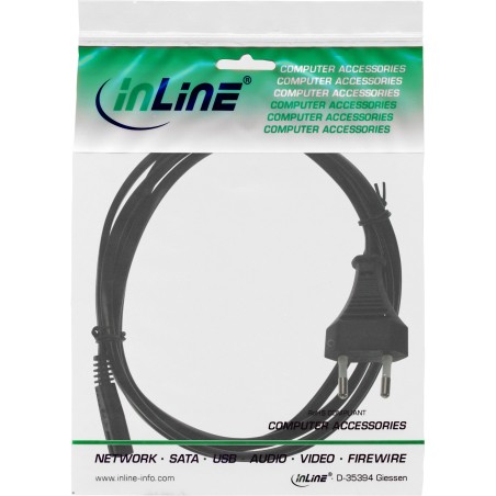 16654I - InLine® câble d'alimentation, fiche CEE7/16 Italie sur prise IEC-C7, noir, 1,8m