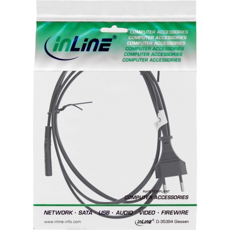 16654Q - InLine® Câble d'alimentation, fiche CEE7/16 Suisse sur Euro 8 C7 prise, 1,8m