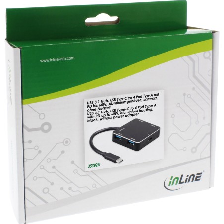 35392A - InLine® Hub USB 3.1, USB-C vers 4 ports USB-A avec DP jusqu'à 60W