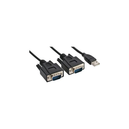 33305M - InLine® Câble adaptateur USB 2.0 à 2x sériel mâle A à 2x 9 broches SubD ST, 1,5m.