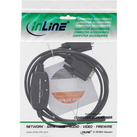 33305M - InLine® Câble adaptateur USB 2.0 à 2x sériel mâle A à 2x 9 broches SubD ST, 1,5m.