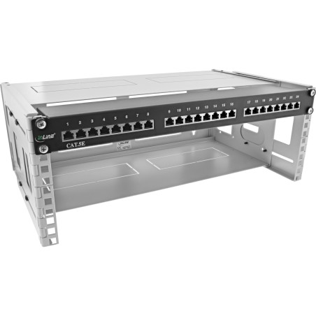 InLine? 19 Rack zur Wandmontage, 4HE, 24-40cm Tiefe, mit Abdeckung, grau