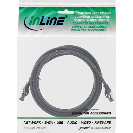 InLine? Patchkabel, S/FTP (PiMf), Cat.8.1, 2000MHz, halogenfrei, schwarz, 2m