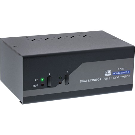 62642I - InLine® KVM Desktop Switch, 2x, Dual Monitor, DPHDMI, 4K, USB 3.0, audio