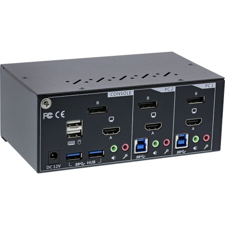 62642I - InLine® KVM Desktop Switch, 2x, Dual Monitor, DPHDMI, 4K, USB 3.0, audio