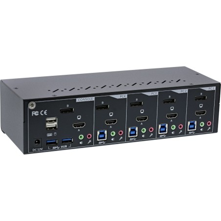 62644I - InLine® KVM Desktop Switch, 4x, Dual Monitor, DP  HDMI, 4K, USB 3.0, audio