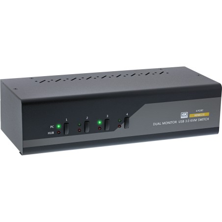 InLine? KVM Desktop Switch, 4-fach, Dual Monitor, HDMI, 4K, USB 3.0, Audio