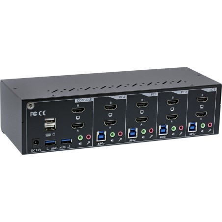 62654I - InLine® KVM Desktop Switch, 4x, double écran, HDMI, 4K, USB 3.0, audio