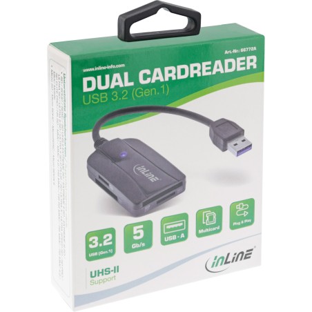 InLine? Card Reader USB 3.1 USB-A , f?r SD/SDHC/SDXC, microSD, UHS-II kompatibel