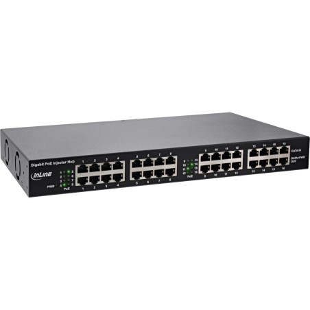 InLine? PoE Gigabit Netzwerk Injektor Hub 16 Port (16x PoE), 1Gb/s, 191HE