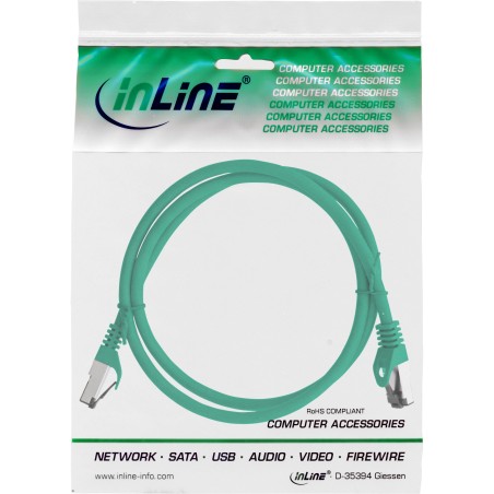 78814G - InLine® Câble patch, S/FTP (PiMf), Cat.8.1, 2000MHz, sans halogène, vert, 1,5m