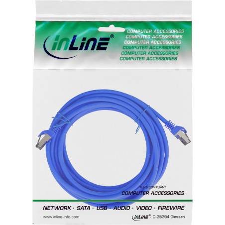 78800B - InLine® Câble patch, S/FTP (PiMf), Cat.8.1, 2000MHz, sans halogène, bleu, 10m