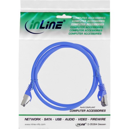 78814B - InLine® Câble patch, S/FTP (PiMf), Cat.8.1, 2000MHz, sans halogène, bleu, 1,5m