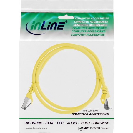 78801Y - InLine® Câble patch, S/FTP (PiMf), Cat.8.1, 2000MHz, sans halogène, jaune, 1m