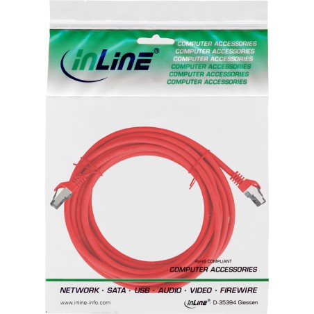 78805R - InLine® Câble patch, S/FTP (PiMf), Cat.8.1, 2000MHz, sans halogène, rouge, 5m