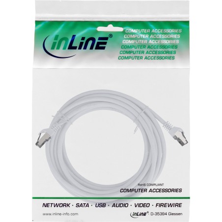 78805W - InLine® Câble patch, S/FTP (PiMf), Cat.8.1, 2000MHz, sans halogène, blanc, 5m