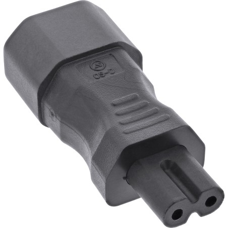 16723C - InLine® Adaptateur de réseau IEC 60320 C14 / C7, 3 broches pour appareils froids à 2 broches.