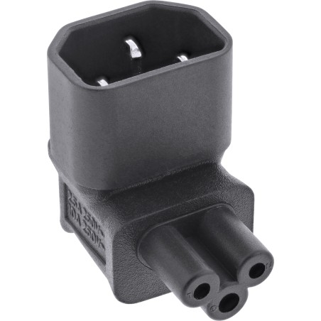 16723G - InLine® Adaptateur de secteur IEC 60320 C14 / C5, anguleux en haut/en bas, 3 broches pour appareils froids