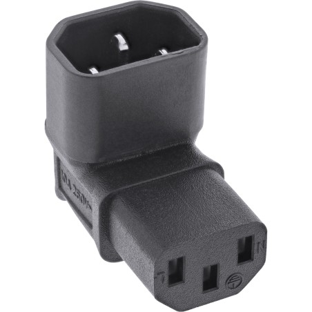 16723F - InLine® Netzadapter IEC 60320 C14 / C13, oben/unten gewinkelt, 3pol. Kaltgeräte