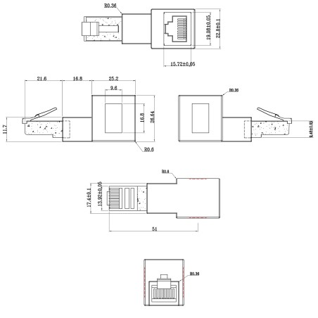 InLine? Patchkabel-Adapter Cat.6A, RJ45 Stecker/Buchse, 90? nach oben gewinkelt