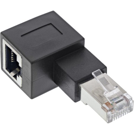 69991D - InLine® Adaptateur câble patch Cat.6A, RJ45 prise/prise femelle, coudé à 90 vers la gauche 69991C