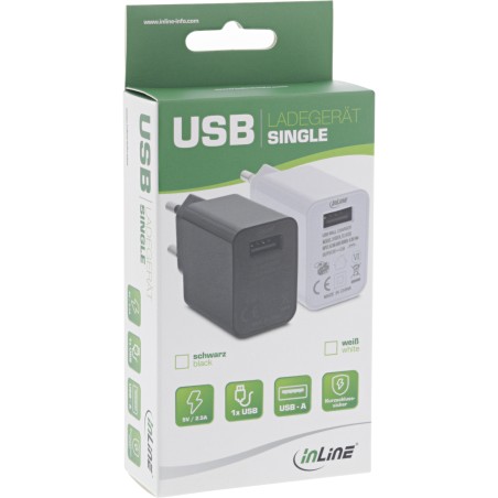 InLine? USB Ladeger?t Single, Netzteil, 100-240V zu 5V/2,5A, wei?