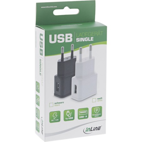 31504W - InLine® Chargeur USB simple, Adaptateur secteur, 100-240V à 5V/1,2A, blanc