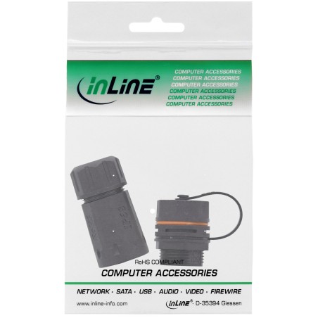 69990T - InLine® Raccord de câble patch Cat.6A, étanche IP68, 2x RJ45 femelle, blindé