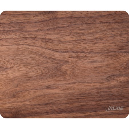 55477W - InLine® WoodPad, Tapis de souris en bois véritable, Noix, 240x200mm