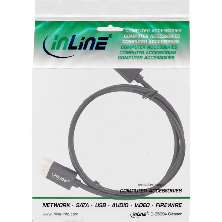 InLine? DisplayPort 1.4 Kabel Slim, 8K4K, schwarz, vergoldete Kontakte, 1m